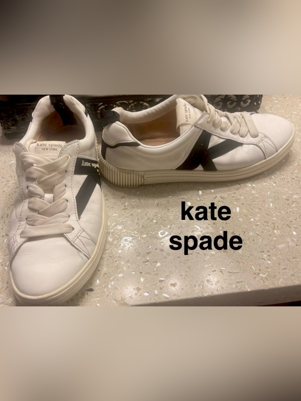 Kate Spade Signature Leather Sneakers White 8.5